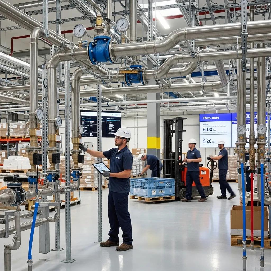 Busy commercial facility with well-maintained plumbing systems and efficient employees